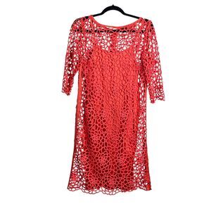 Worth New York Dress Womens 2 Lace Overlay Sheath Lined Floral Cocktail Party